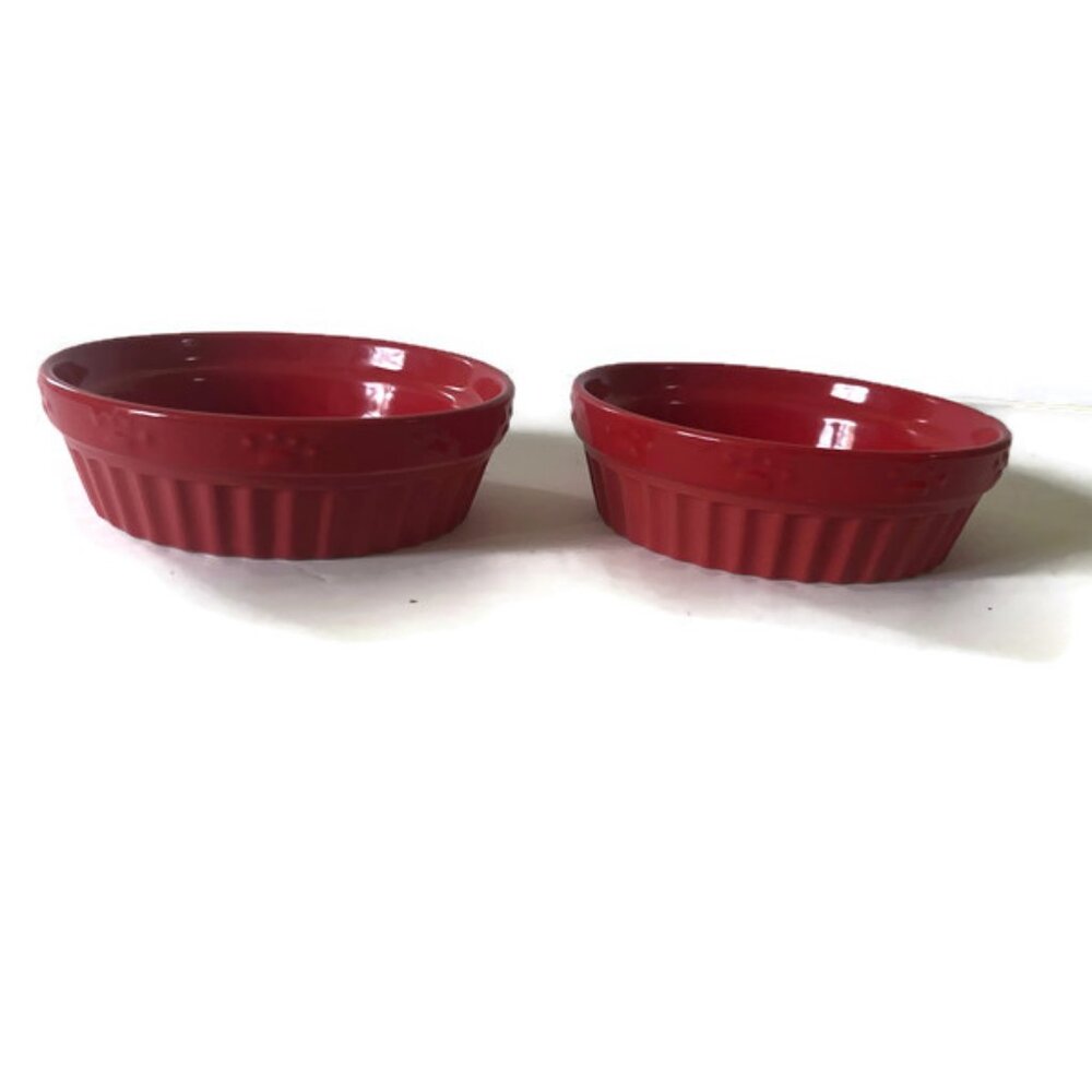 3 for $15 Red Ceramic Pet Dishes